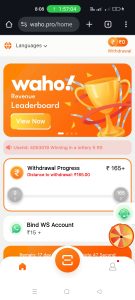 Waho App Real Cash whatsapp Scan